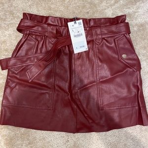 Burgundy leather skirt